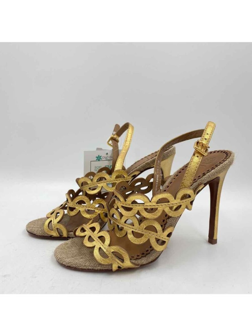 Tory Burch Women's Shoe Size 7.5 Gold Laser Cut Heels